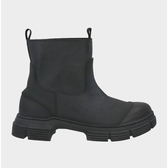 Ganni City Recycled Rubber Ankle Boots Size 38 US 8 Black $295 - Picture 1 of 11